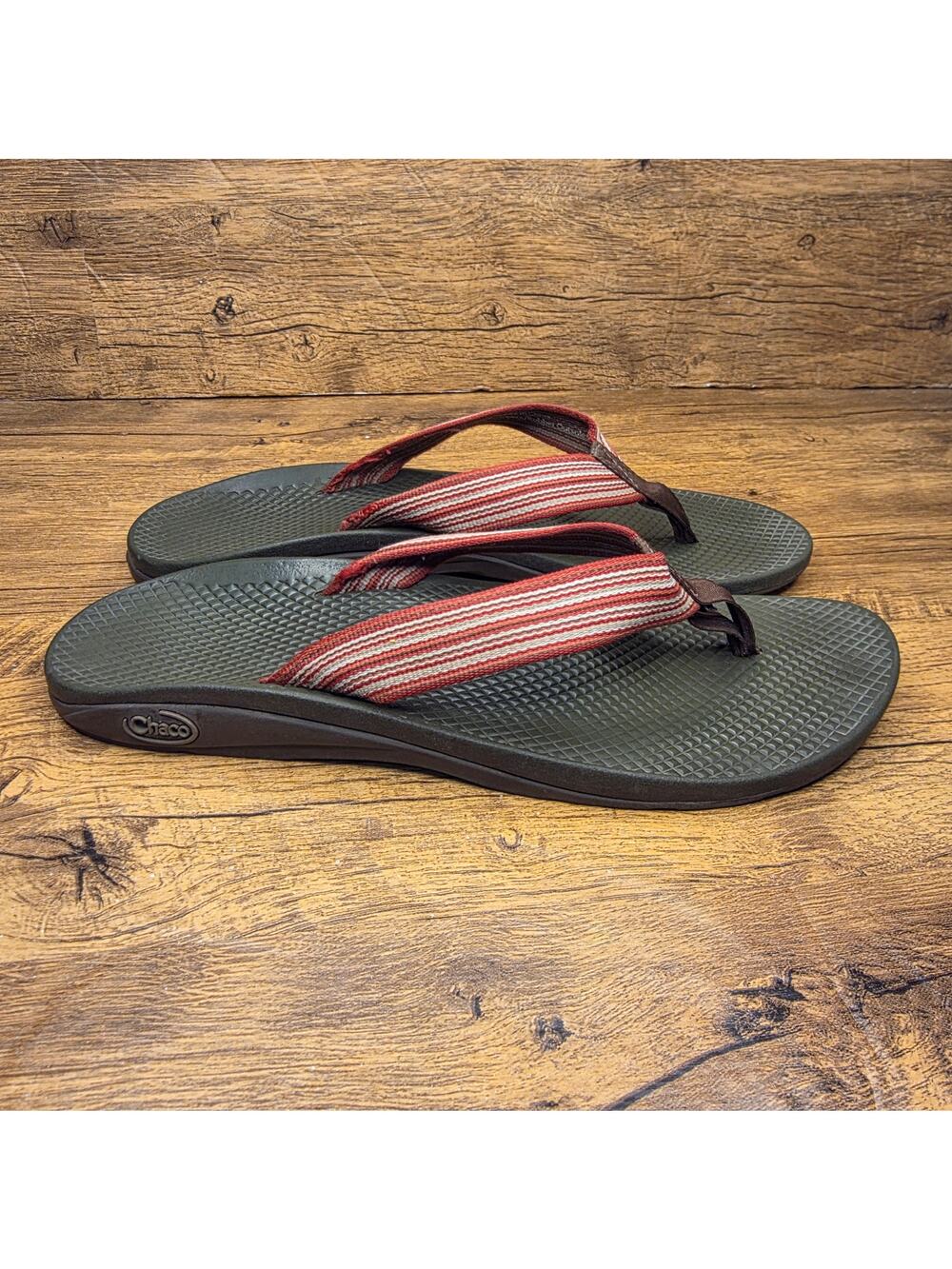 Chaco Classic Red White Woven Sandals flip flop size 10 womens